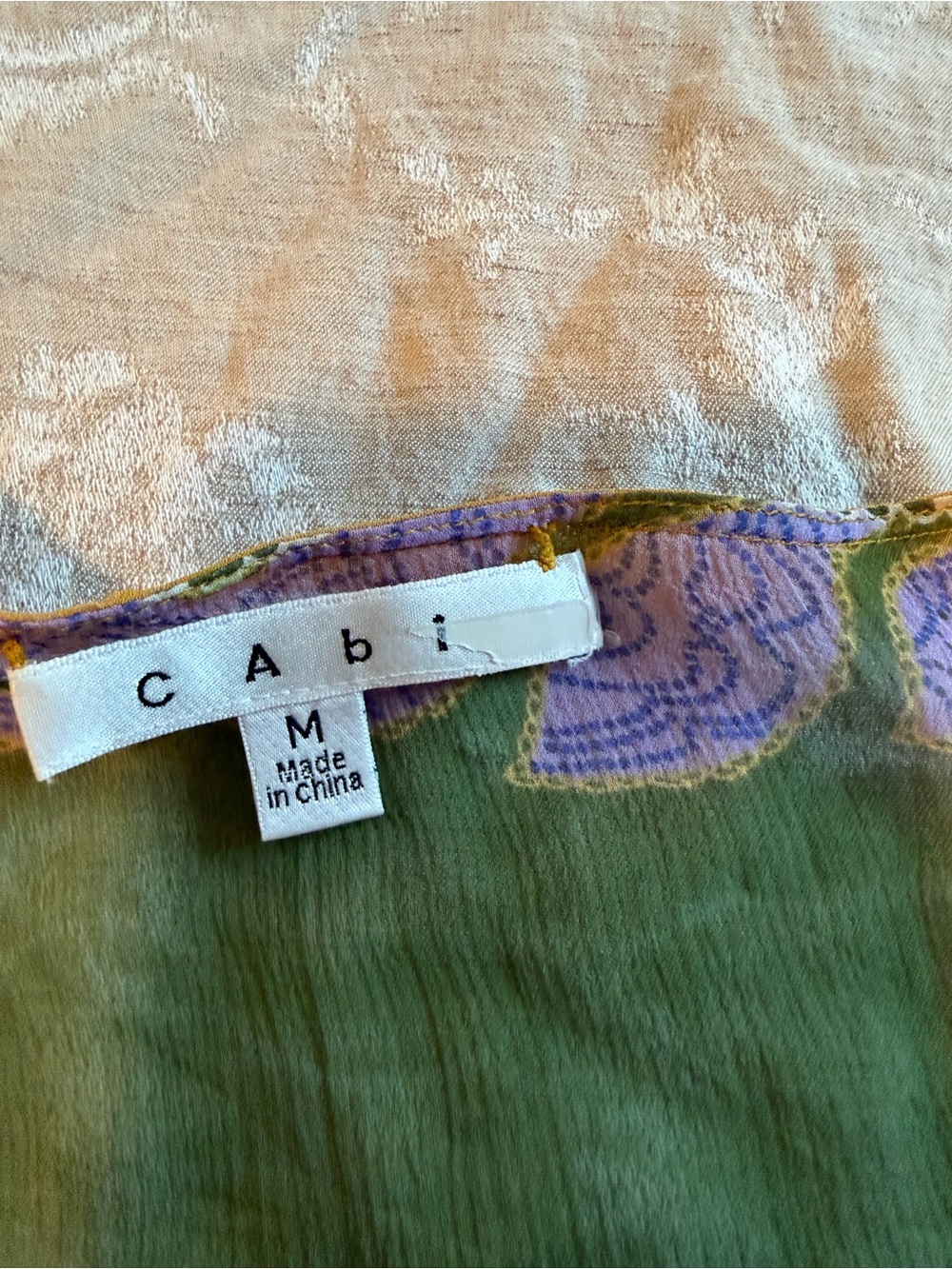 CAbi Vintage Boho Mini Dress, Yellow, Blue, Green & Purple Paisley, Size Medium - Picture 7 of 8